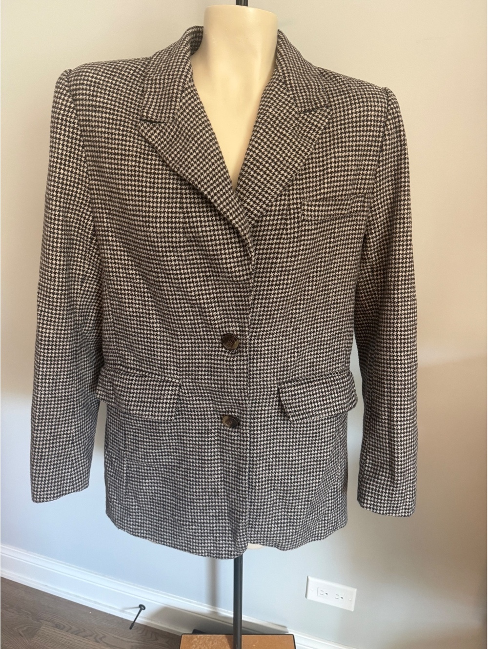 ASTR Oversized Women’s Blazer Small Brown and Cream Houndstooth